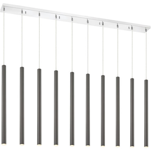 Forest LED 56.5 inch Chrome Linear Chandelier Ceiling Light in 10, 37, Pearl Black Steel