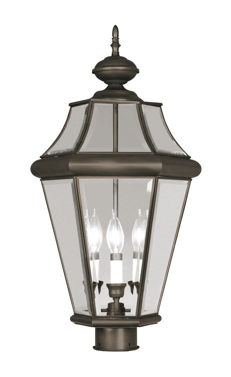 Georgetown 3 Light 23 inch Bronze Outdoor Post Top Lantern