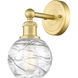 Athens Deco Swirl Sconce Wall Light in Satin Gold, Clear Deco Swirl