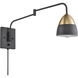 Milla 14 inch 60.00 watt Charcoal Black and Brushed Gold Swingarm Sconce Wall Light