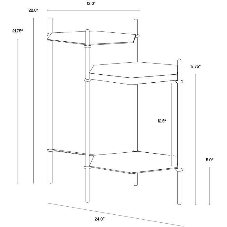 Hexall 24 X 22.5 inch Black / Antique Brass Side Table
