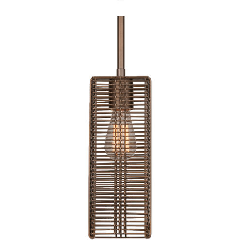 Downtown Mesh 1 Light 4 inch Flat Bronze Pendant Ceiling Light in Adjustable Cord, Exposed Bulb, E26 Incandescent