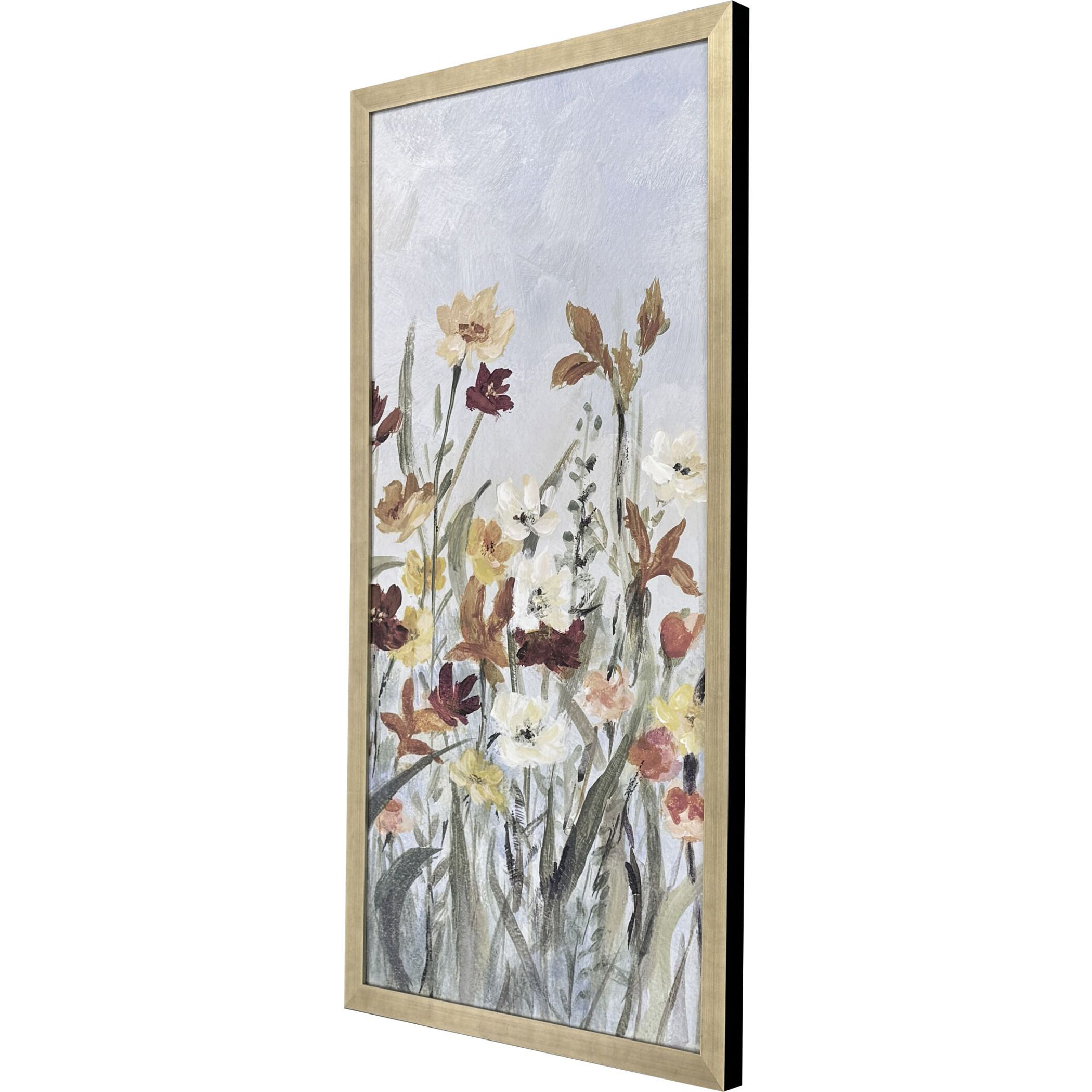 Flourish Wild Flower Green and Blue and Multi and Rust Framed Art