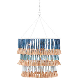 St. Barts 7 Light 33 inch Sugar White/Mist Blue/Demin Blue/Natural Rope Chandelier Ceiling Light