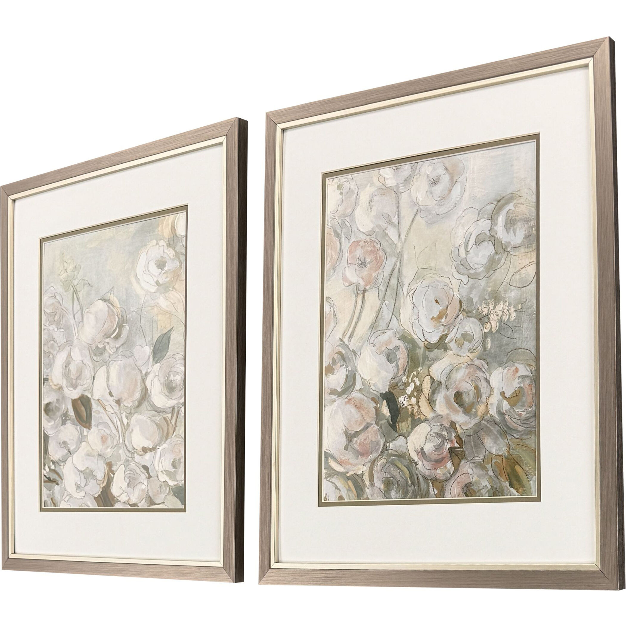 Climbing Roses Gray and Brown and Green Framed Art, Propac