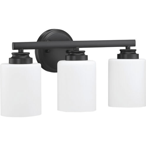 Neighborhood Bolden 3 Light 18 inch Flat Black Vanity Light Wall Light in White Frost Glass, Neighborhood Collection