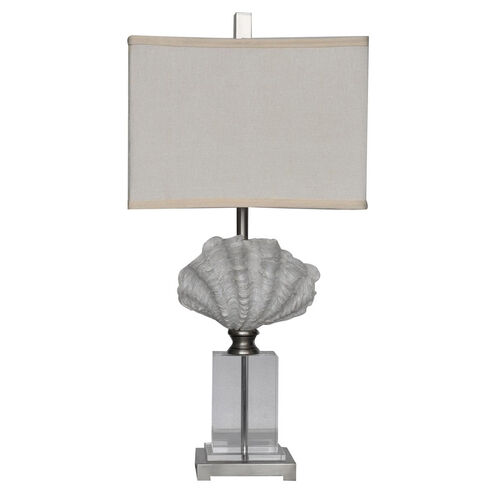 Crystal Beach 30 inch 100 watt White Shell and Clear Table Lamp Portable Light