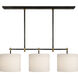 Thomas O'Brien Bryant 3 Light 36 inch Bronze and Hand-Rubbed Antique Brass Billiard Light Ceiling Light in Linen, Small