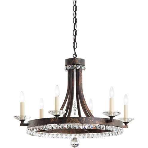 Early American 6 Light Heirloom Bronze Chandelier Ceiling Light in Swarovski, Cast Heirloom Bronze