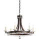 Early American 6 Light 25 inch White Chandelier Ceiling Light, Adjustable Height