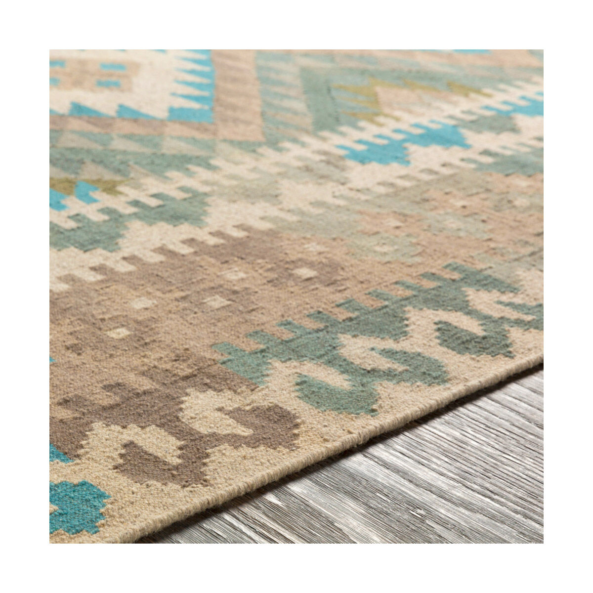 Adia 36 X 24 inch Sage/Camel/Taupe/Teal/Dark Brown Rugs, Rectangle