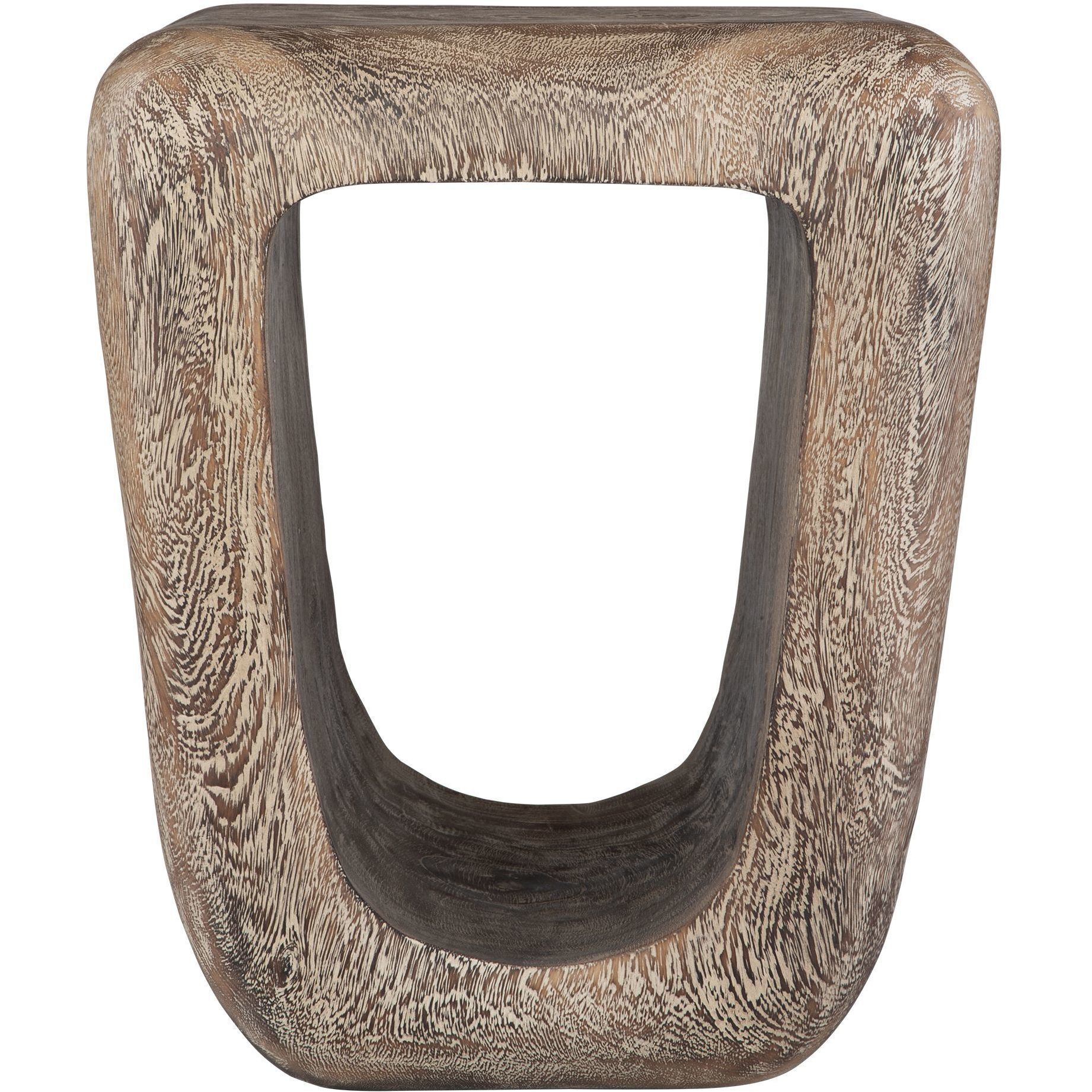 Loophole 18 inch Naturally Suar Wood with Natural Wash Accent Stool