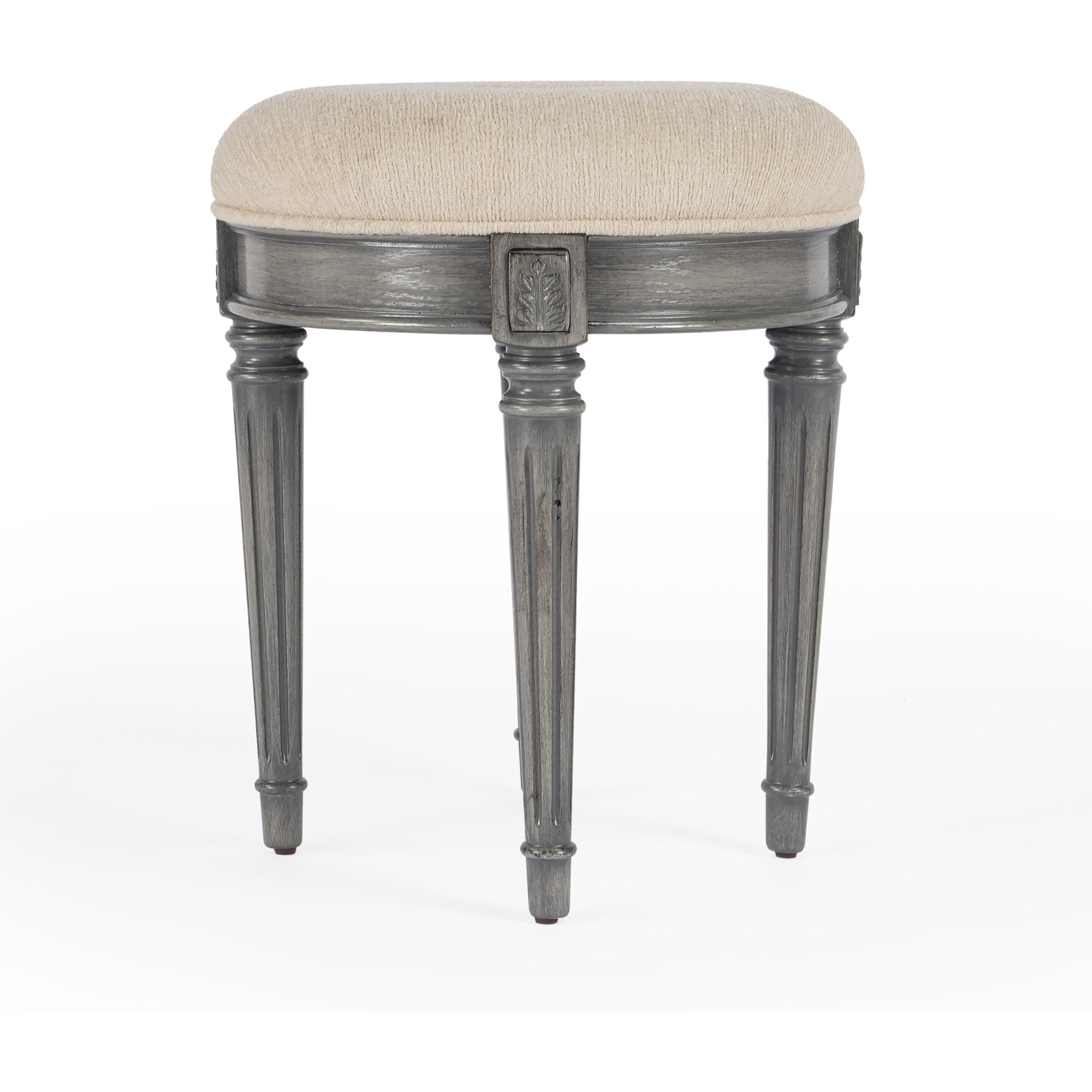 Bernadette Upholstered 18"W Vanity Stool in Gray