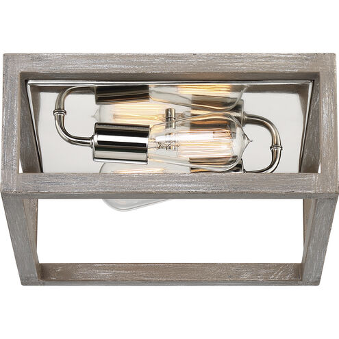 Bliss 2 Light 13 inch Driftwood and Polished Nickel Accents Flush Mount Ceiling Light