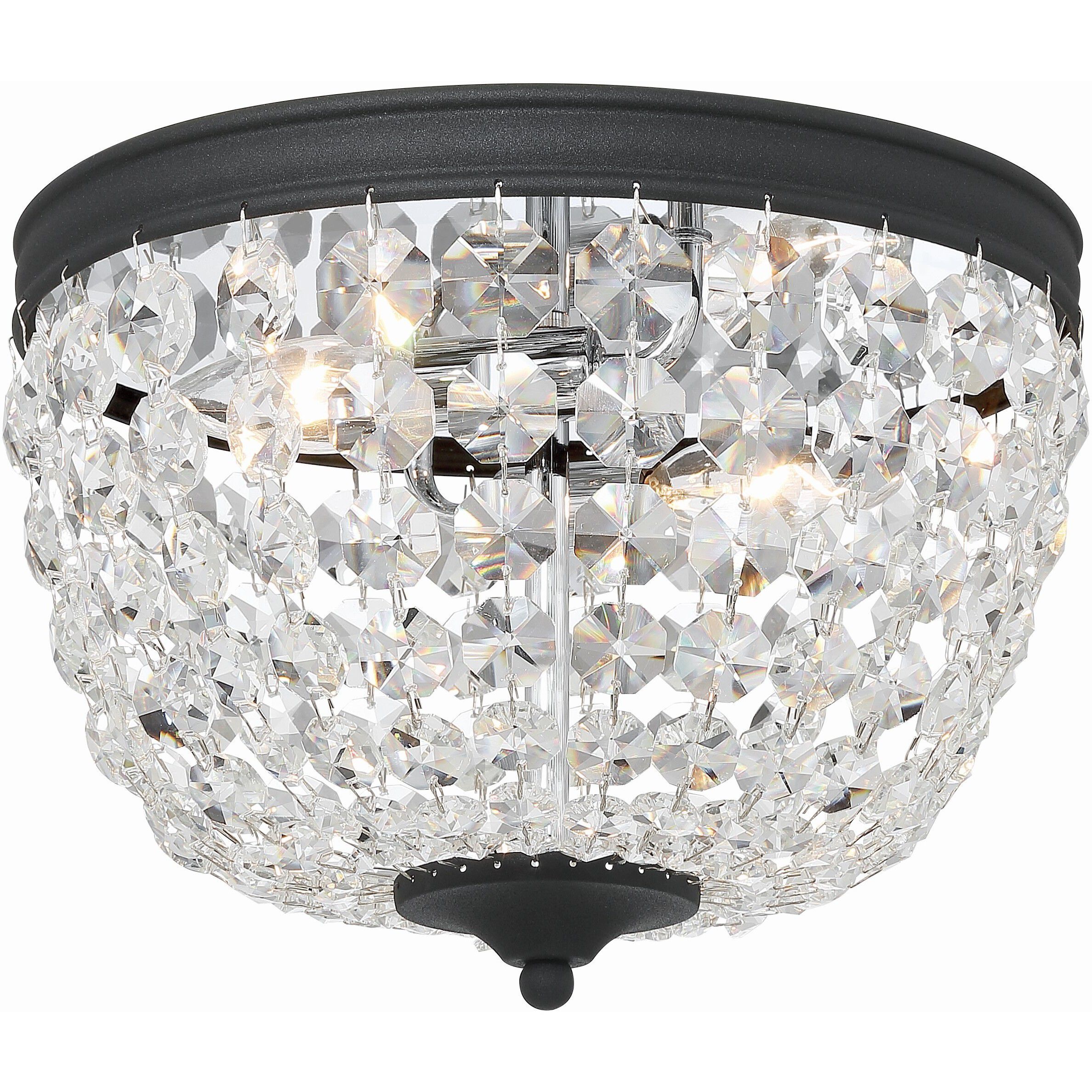 Nola 2 Light 11.5 inch Black Forged Flush Ceiling Light