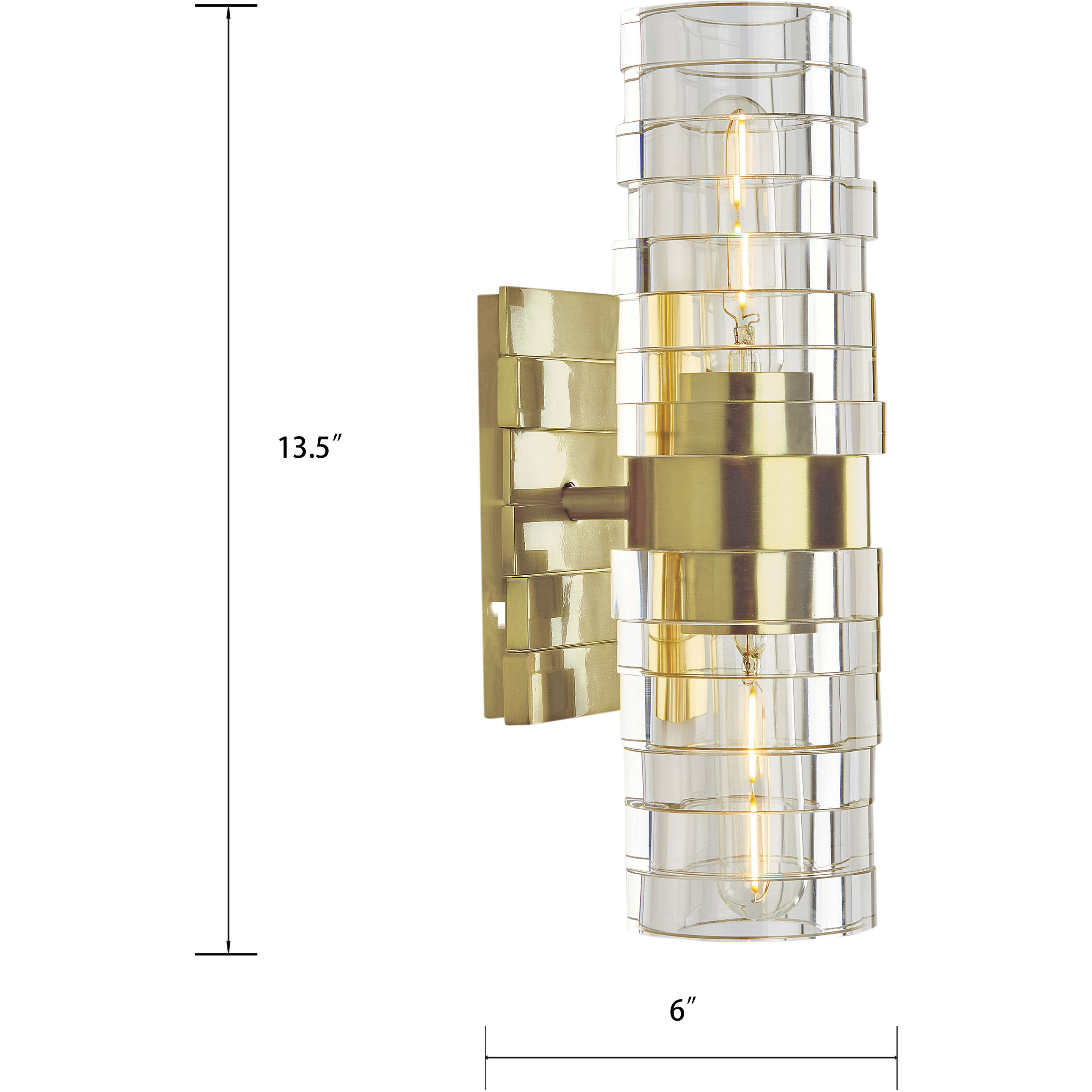 Murano Sconce Wall Light in Satin Brass