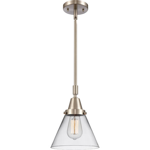 Franklin Restoration X-Large Cone LED 12 inch Brushed Satin Nickel Mini Pendant Ceiling Light in Clear Glass