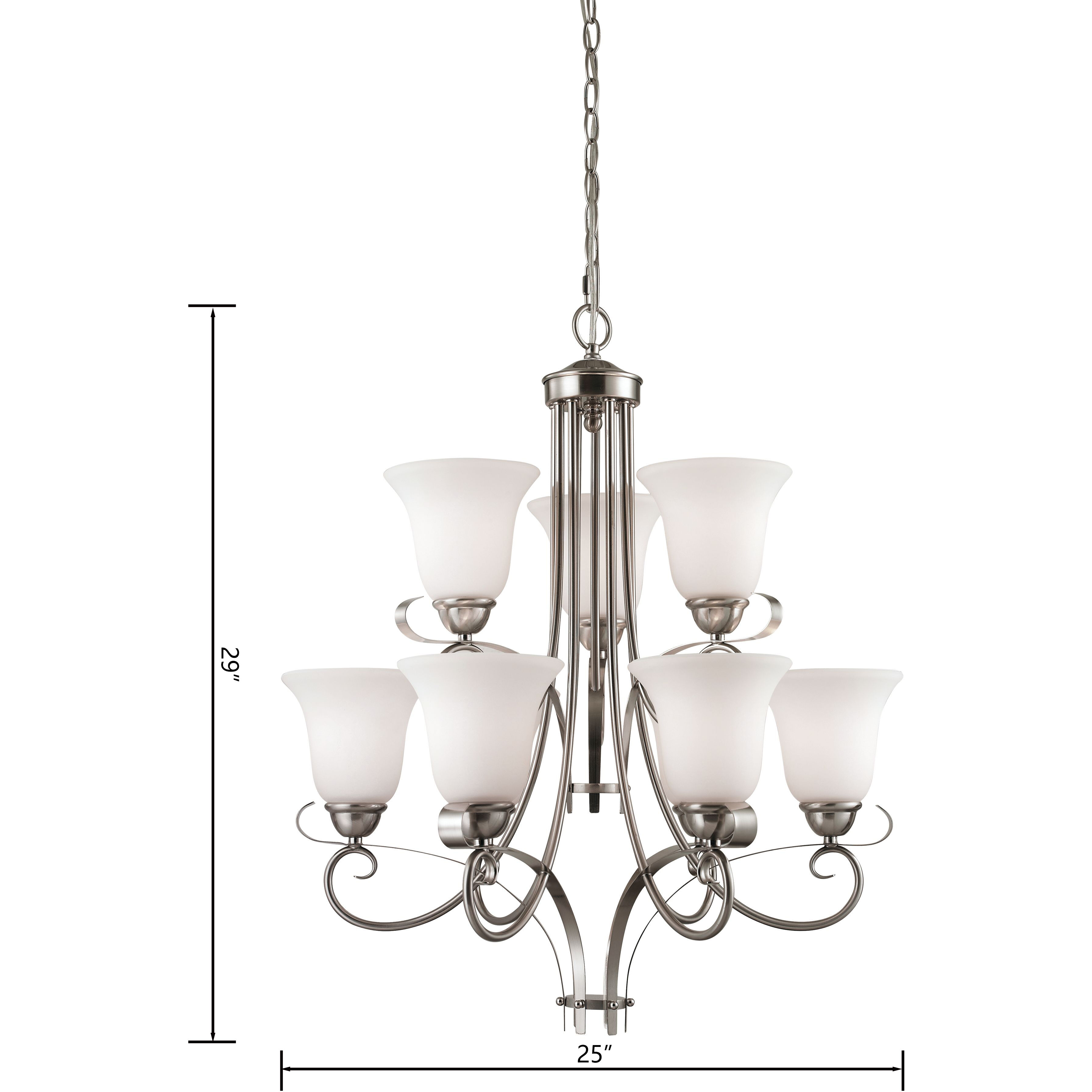Brighton 9 Light 25 inch Brushed Nickel Chandelier Ceiling Light