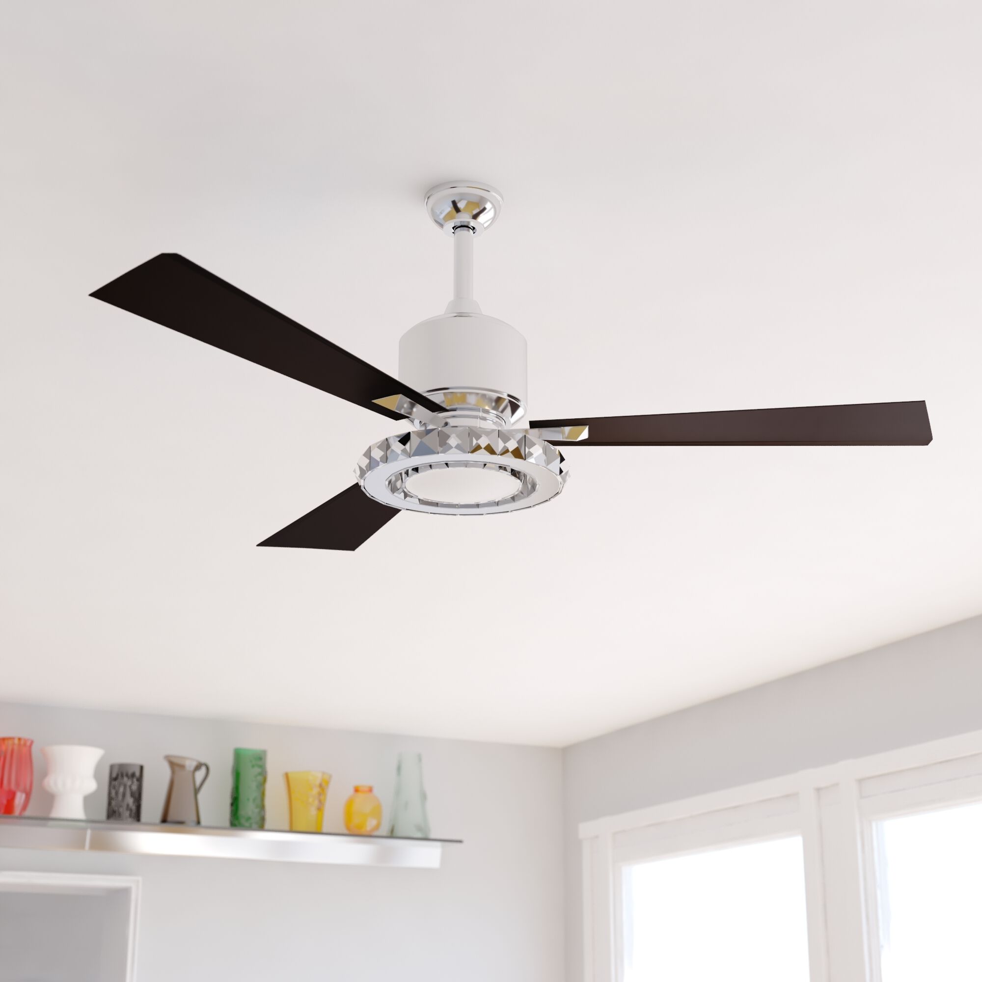 Vaxcel F0048 Clara 52 inch Brushed Nickel with Black Blades