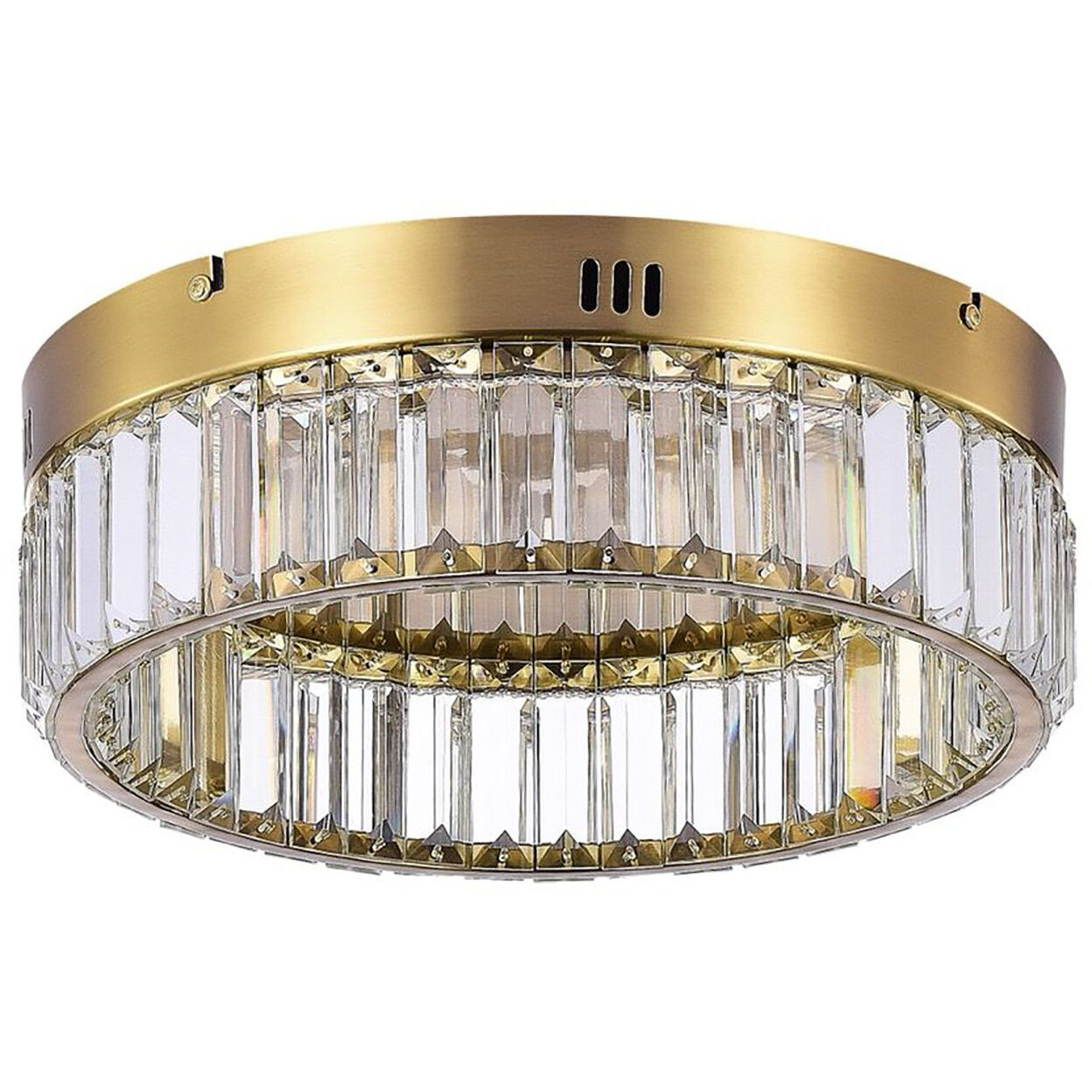 Stella LED 13.75 inch Brushed Brass Flush Mount Ceiling Light in Black and Brass