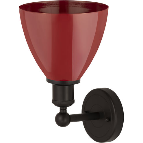 Edison Plymouth Dome 1 Light 7.5 inch Oil Rubbed Bronze Sconce Wall Light in Red