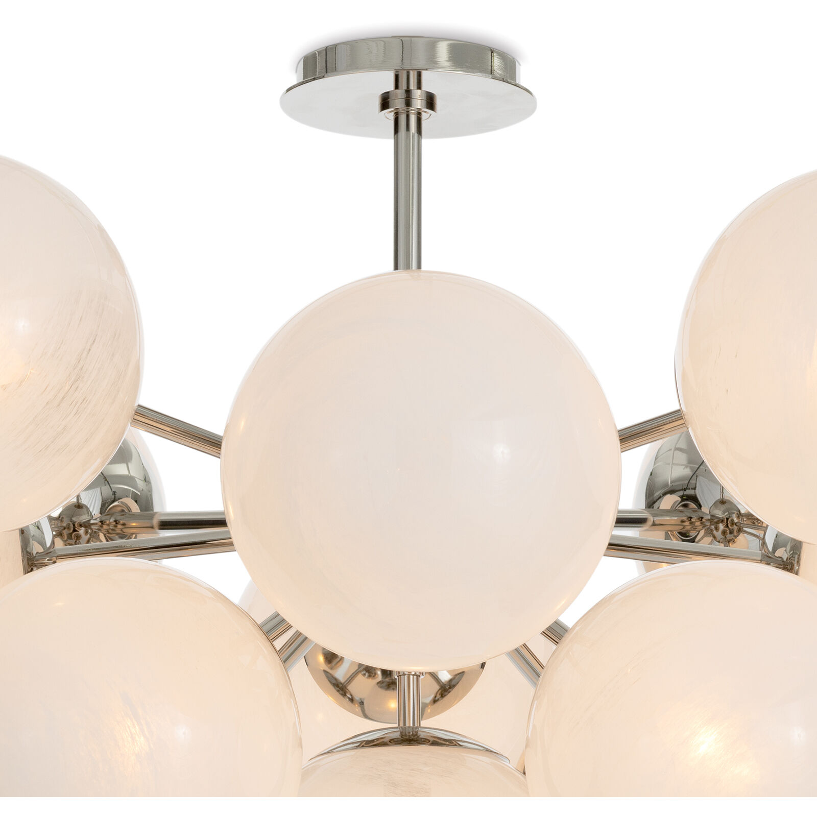 Shine 13 Light 33.75 inch Polished Nickel Flush Mount Ceiling Light in Swirl Glass