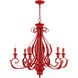 Valencia 6 Light 35 inch Shiny Red Large Chandelier Ceiling Light