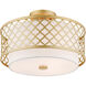 Arabesque 3 Light 15 inch Soft Gold Semi-Flush Mount Ceiling Light