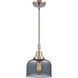 Franklin Restoration X-Large Bell 1 Light 12 inch Brushed Satin Nickel Mini Pendant Ceiling Light in Plated Smoke Glass