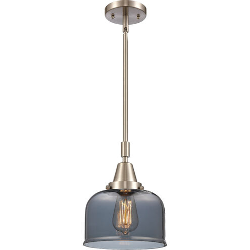 Franklin Restoration X-Large Bell 1 Light 12 inch Brushed Satin Nickel Mini Pendant Ceiling Light in Plated Smoke Glass