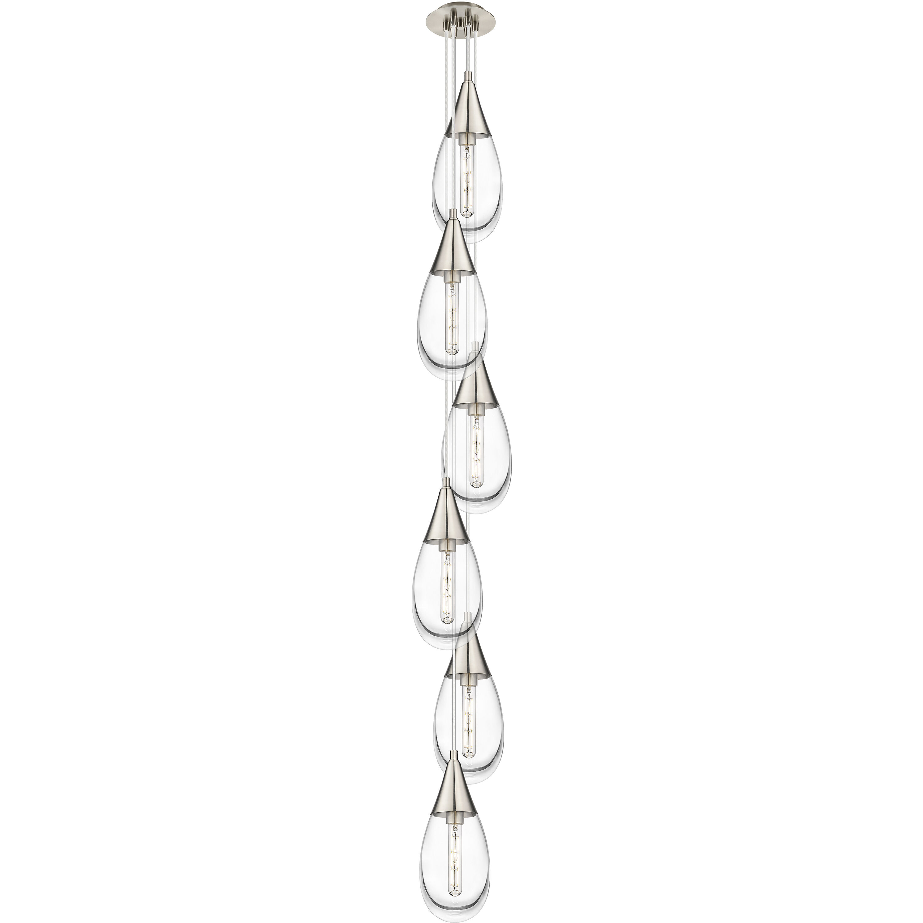 Malone 6 Light 8 inch Brushed Satin Nickel Multi Pendant Ceiling Light in Clear Glass, Cord Hung