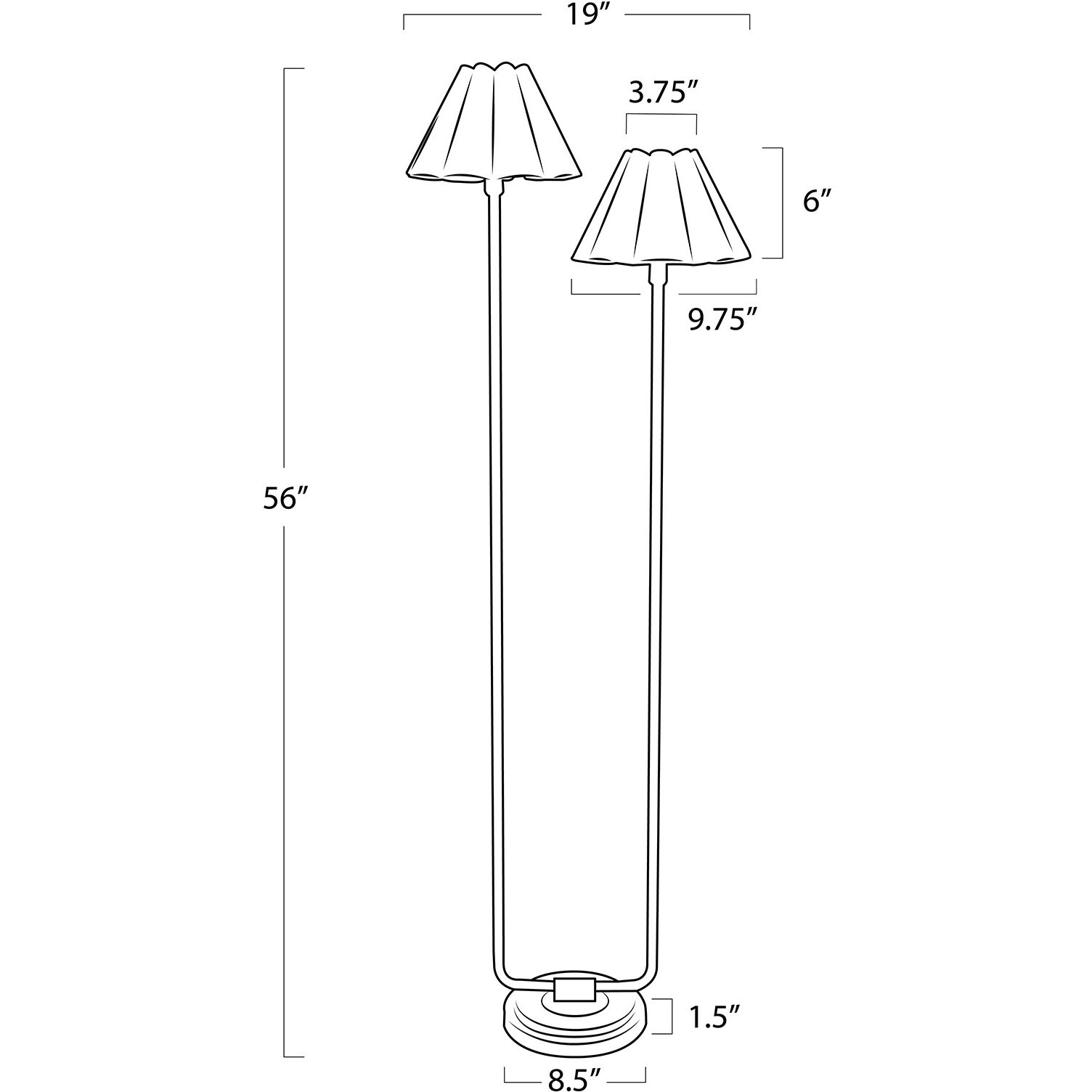 Polly 56 inch 60.00 watt Blackened Brass Floor Lamp Portable Light in White Scalloped Shade