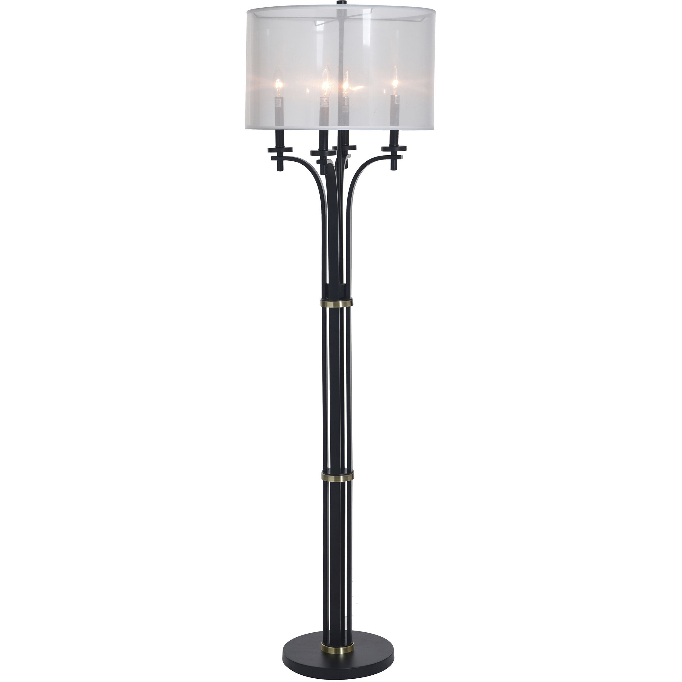 Bellamy 64.75 inch 15 watt Corcy Gold and Black and White Floor Lamp Portable Light
