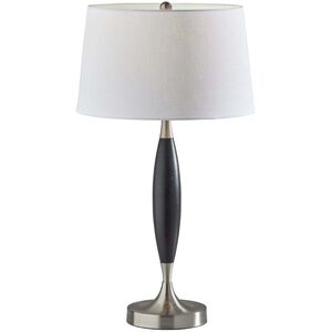 Pinn 25.25 inch 100.00 watt Brushed Steel / Black Wood Table Lamp Portable Light