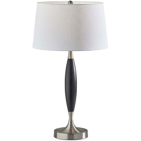 Pinn 25.25 inch 100.00 watt Brushed Steel / Black Wood Table Lamp Portable Light