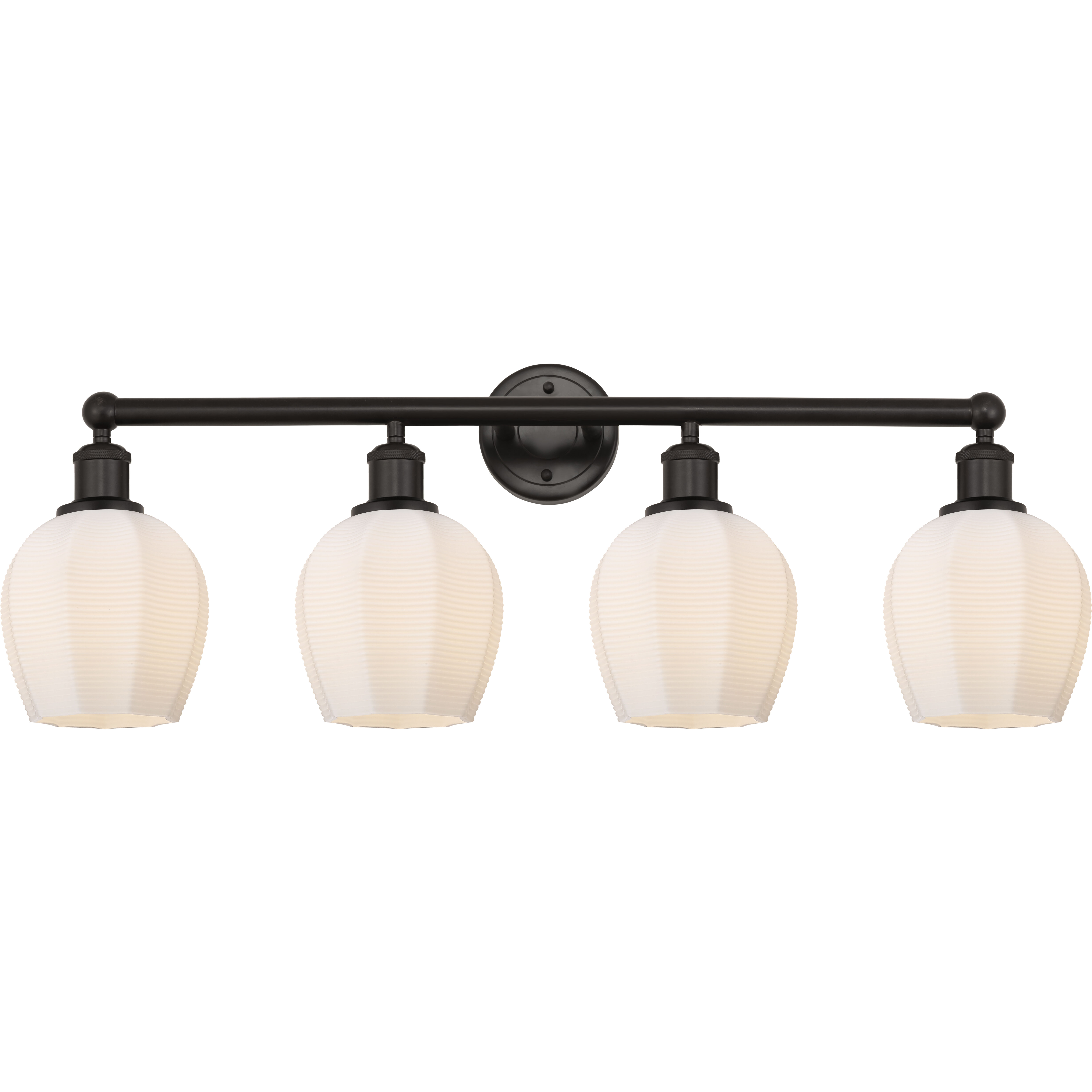 Edison Norfolk 4 Light 33 inch Oil Rubbed Bronze Bath Vanity Light Wall Light in Matte White Glass