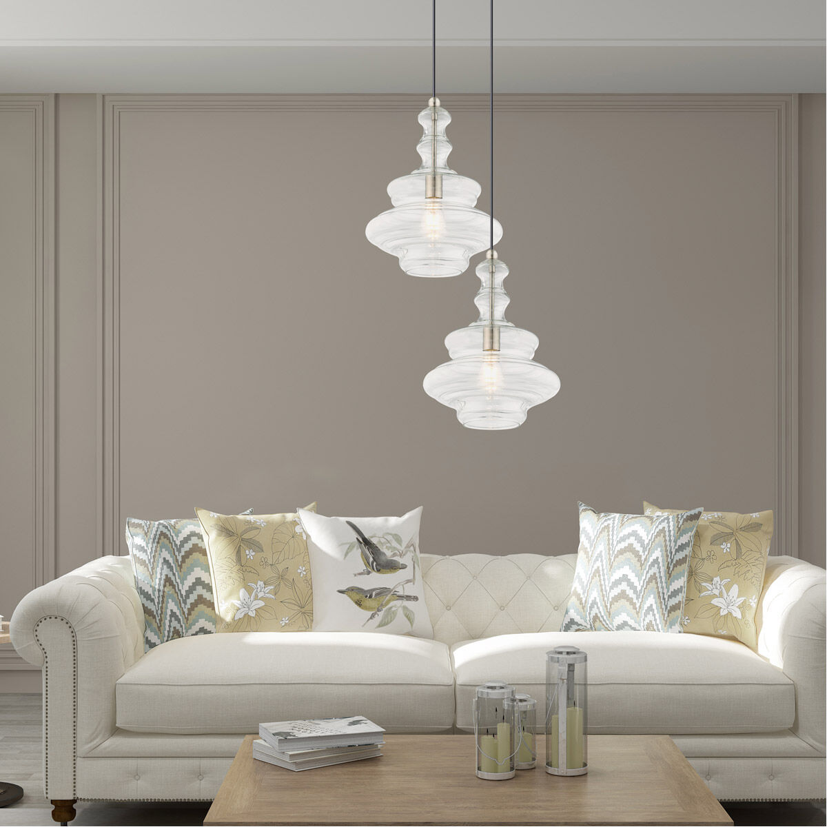 Art Glass 1 Light 12 inch Brushed Nickel Mini Pendant Ceiling Light