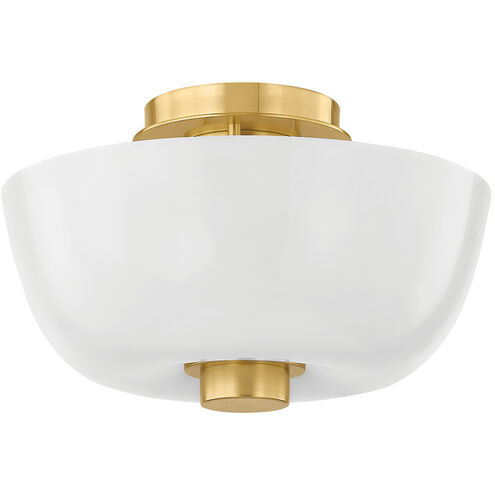 Dove 1 Light 15 inch Aged Brass Flush Mount Ceiling Light