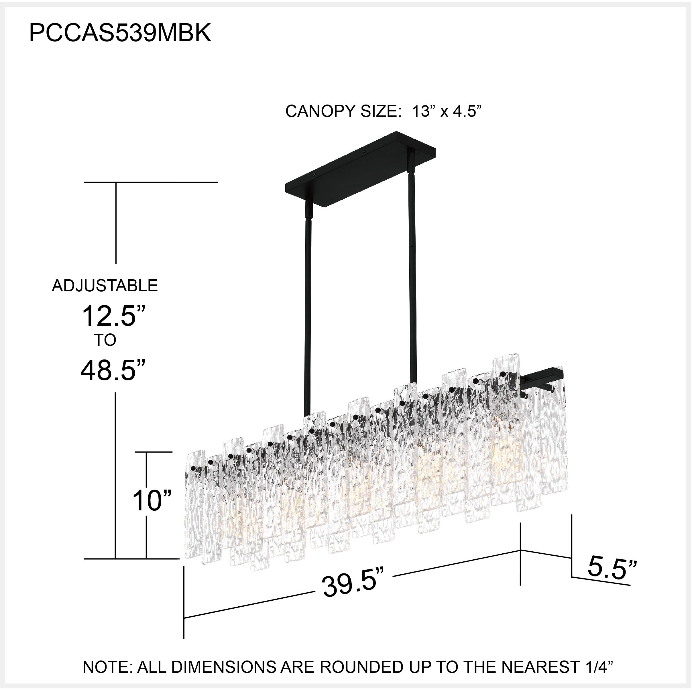 Caspian 5 Light 39.5 inch Matte Black Island Light Ceiling Light