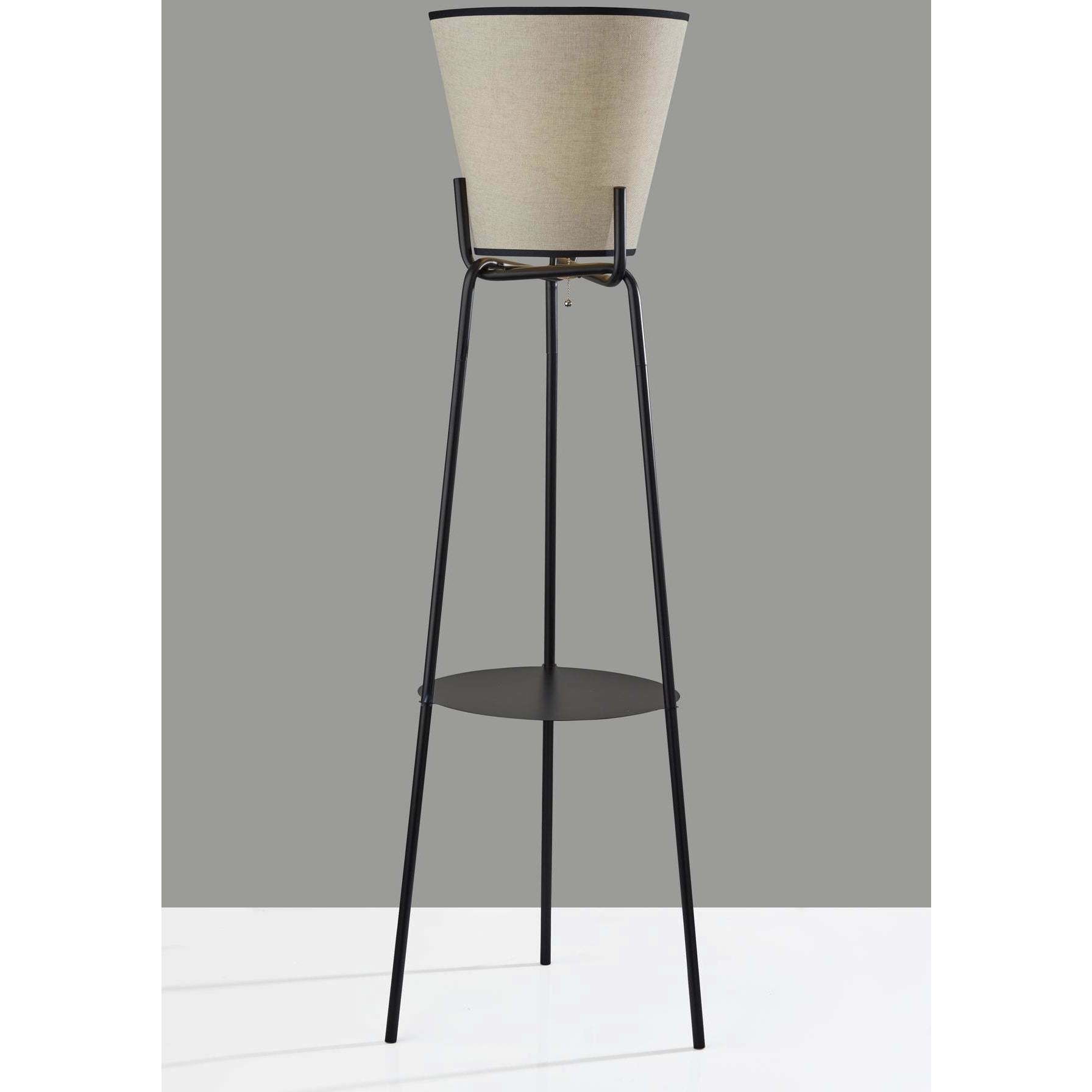 Zeek 63 inch 150.00 watt Black Shelf Floor Lamp Portable Light