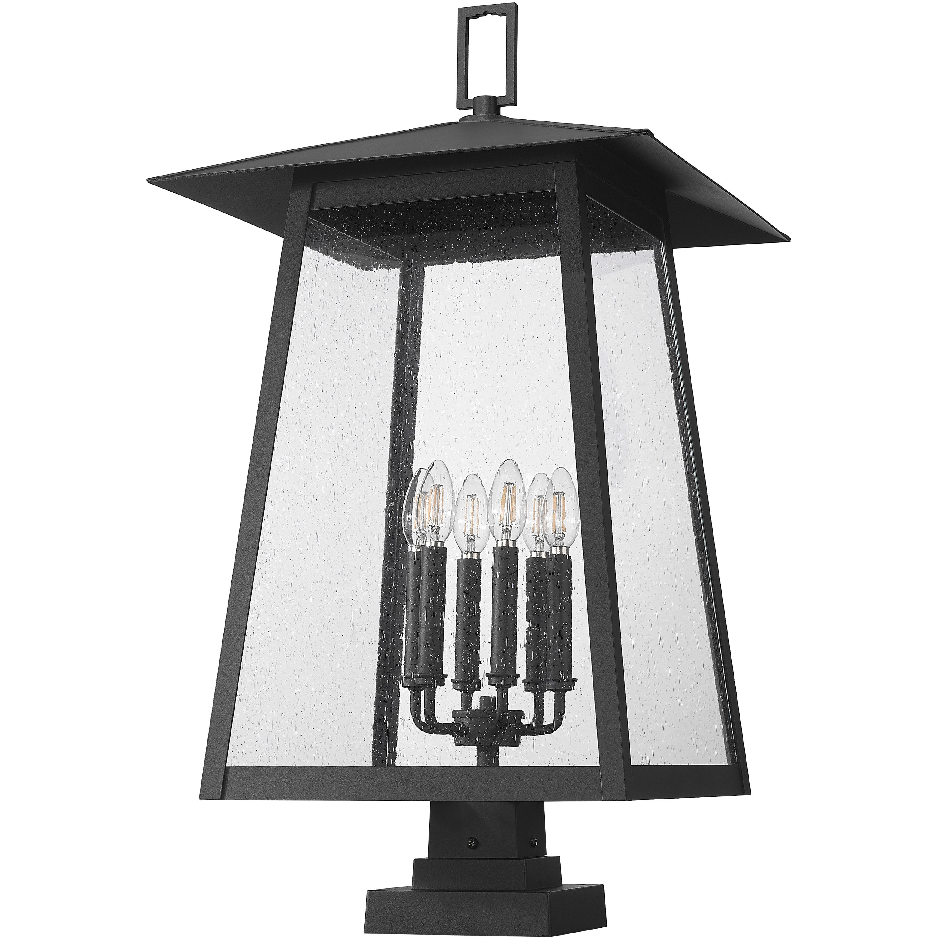 Rainer 6 Light 32.5 inch Black Outdoor Pier Mounted Fixture in G9