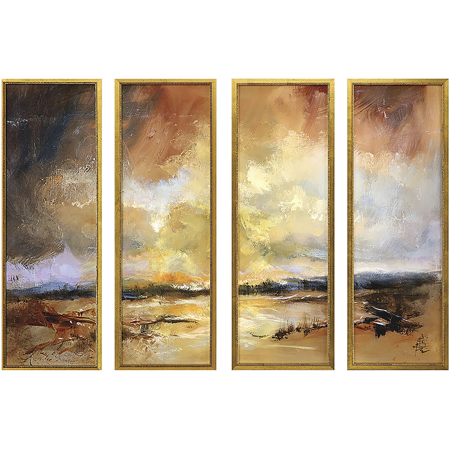 Landscapes Orange and Blue and Multi and Yellow Framed Art