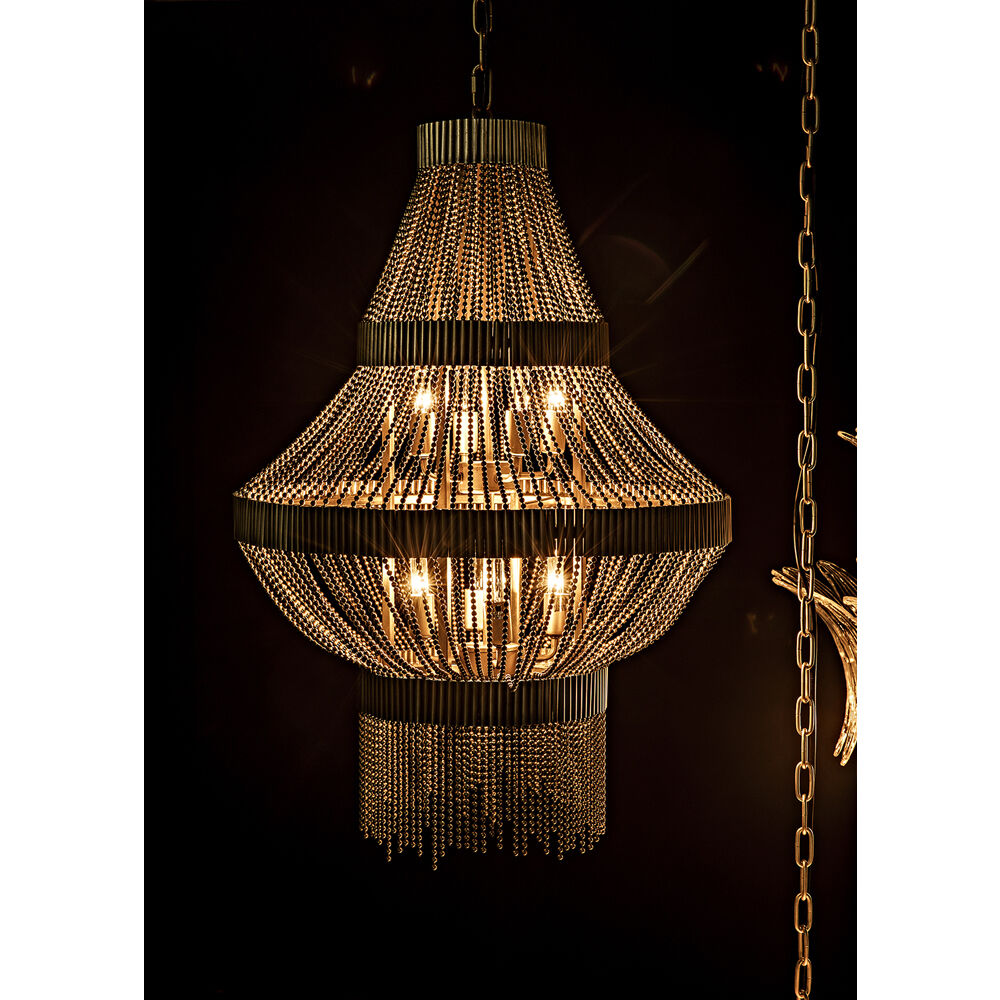 Domo 8 Light 22.5 inch Antique Brass Chandelier Ceiling Light