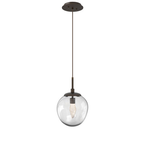 Aster LED LED 10 inch Flat Bronze Pendant Ceiling Light in 2700K LED, Geo Inner - Clear Outer