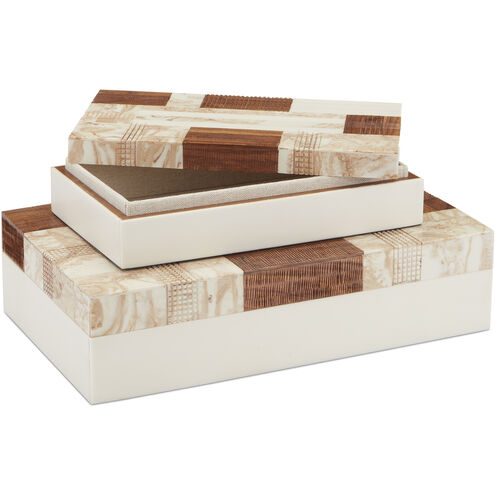 1940s 12 inch Beige/Brown/Ivory/Natural Boxes, Set of 2