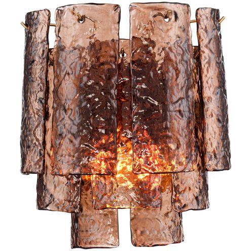 Fire and Ice Sconce Wall Light in Dark Amber Glass