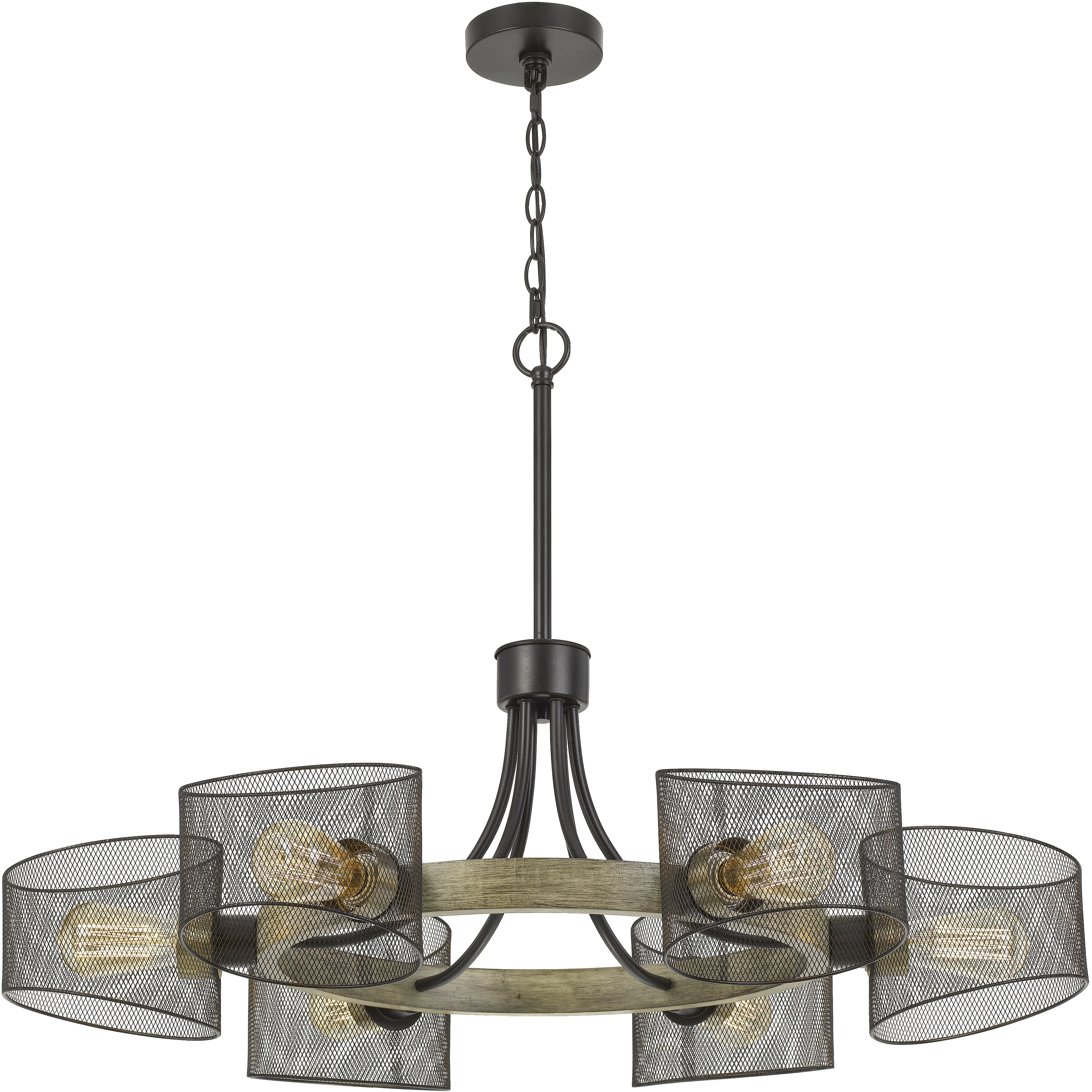 Dronten 6 Light 36 inch Wood/Black Chandelier Ceiling Light
