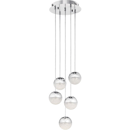 Moonlit LED 13 inch Chrome Cluster Pendant Ceiling Light, Spiral