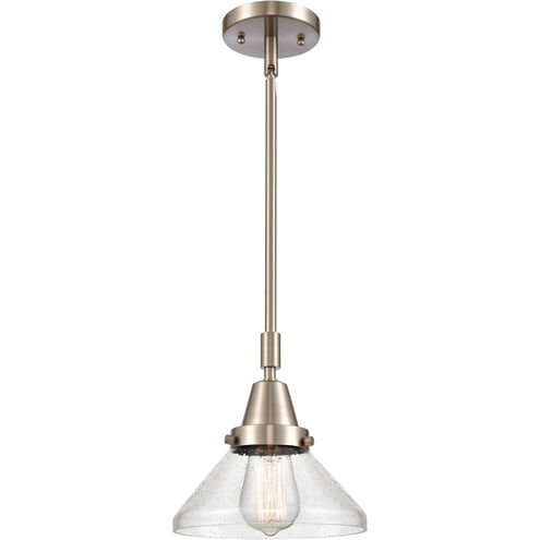 Franklin Restoration Caden 1 Light 8 inch Brushed Satin Nickel Mini Pendant Ceiling Light in Seedy Glass
