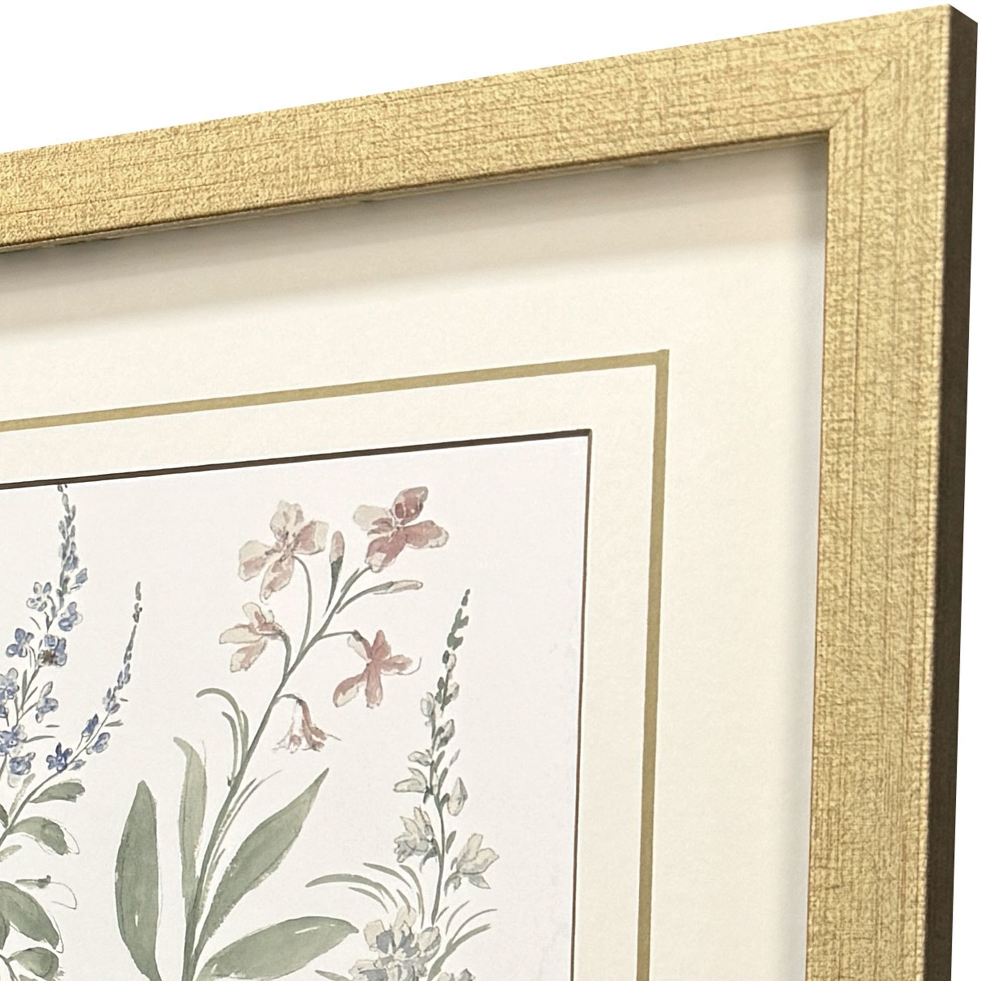 Garden Study Green and Pink and Multi and Yellow Framed Art